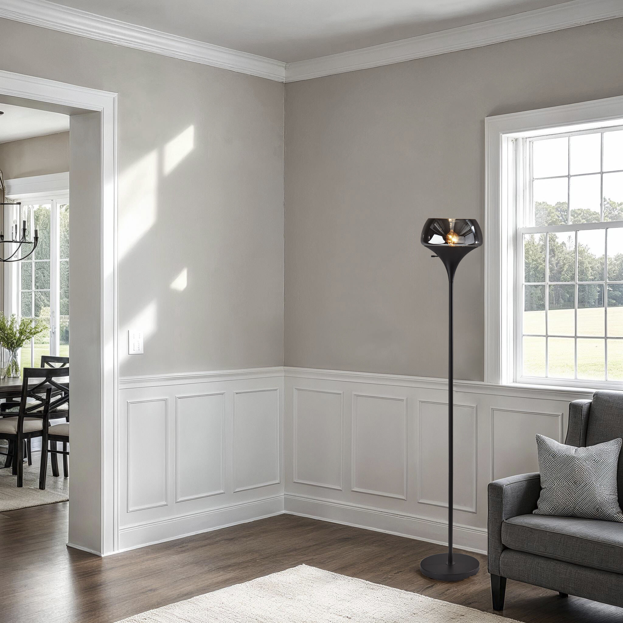 Eliza 70 inch 150.00 watt Black Torchiere Portable Light